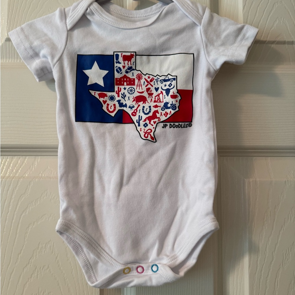 NWOT JP Doodles Texas Flag Onesie 6 months